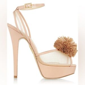 Charlotte Olympia /  Pomeline Crepe De Chine Sandals Pom Pom platform 38 8